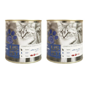 کنسرو گربه یو اس پت مدل گوشت گوساله و مرغ و بوقلمون وزن 800 گرم بسته دو عددی