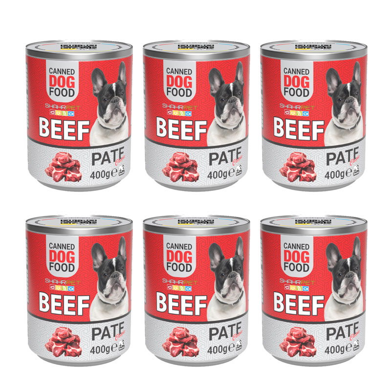 21906260bb01c0ac9bb5aee67b878215c6844cc3_1714813772-1.jpg کنسرو سگ شهرپت مدل Beef وزن 400 گرم محموعه 6 عددی - Image 1