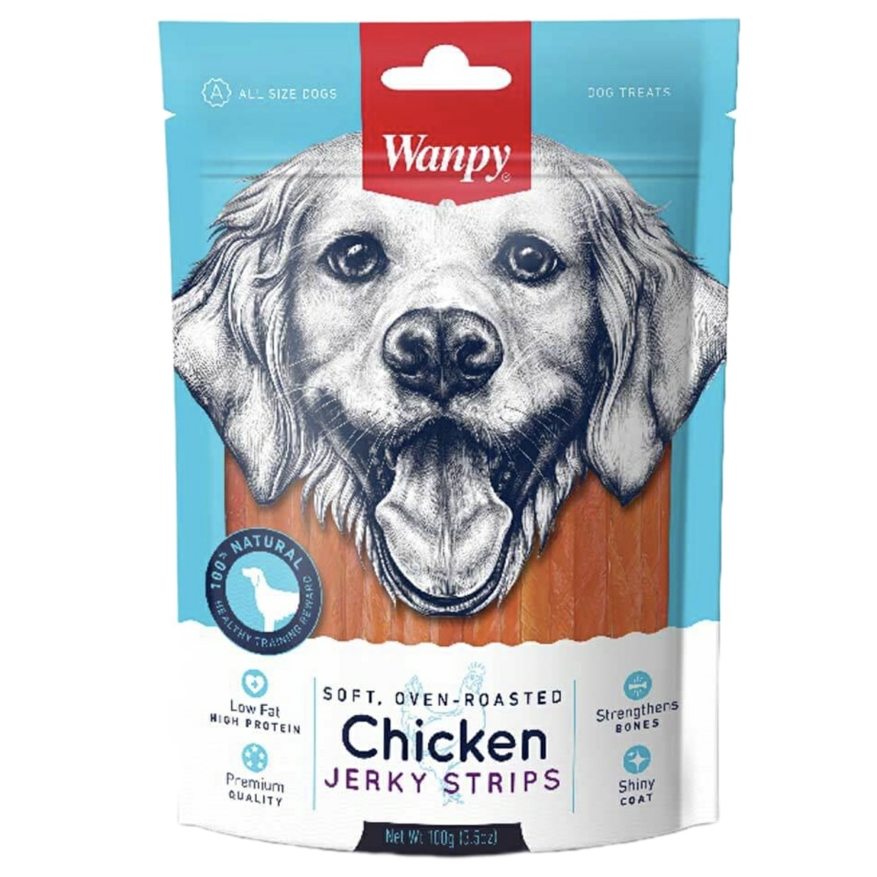 a08696453cf29eeb43aa98405a270fe48530841f_1627364644.jpg غذای تشویقی سگ ونپی مدل chicken jerky strips وزن 100 گرم - Image 1