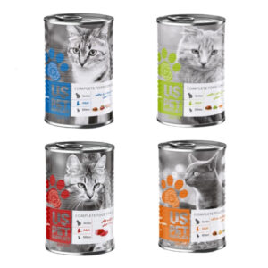 کنسرو گربه بالغ یو اس پت مدل PACK وزن 400 گرم مجموعه 4 عددی