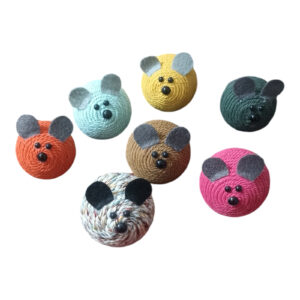 اسباب بازی سگ و گربه مدل موش توپی پردار کد 03 مجموعه  7 عددی