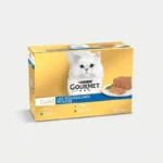 کنسرو غذای گربه بالغ گورمت مدل Gold Mousse بافت موس با طعم مرغ و قزل‌آلا وزن 85 گرم بسته 12 عددی
